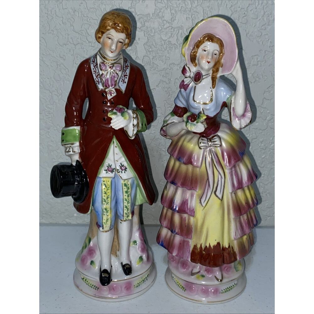 VTG Made In Occupied Japan‎ Victorian Couple Hand Painted Porcelain Figurines